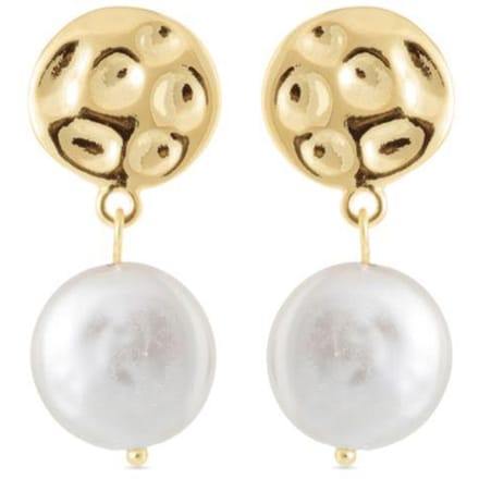 Boucles d'oreilles en perles blanches Luxenter finies et plaqué or 18k - Durdana blanc
