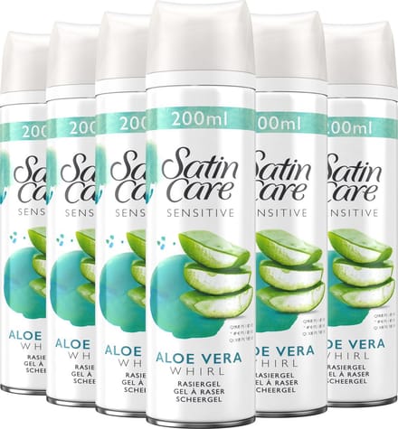 Satin Care - Scheergel - Sensitive - Met Aloe Vera - 200ml x 6