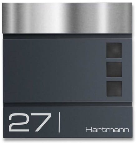 BR820 Brievenbus antraciet met naam en huisnummer 37x37x8,5cm