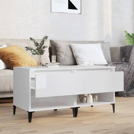 vidaXL - Bijzettafels - 2 - st - 50x46x50 - cm - bewerkt - hout - hoogglans - wit