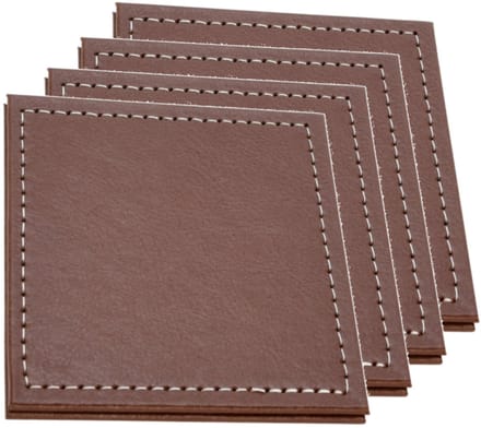 H&S Collection Glazen onderzetters - 8x stuks - bruin - kunstleder - 10 cm