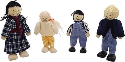 Poppenhuis poppetjes gezin buigpopjes 4x