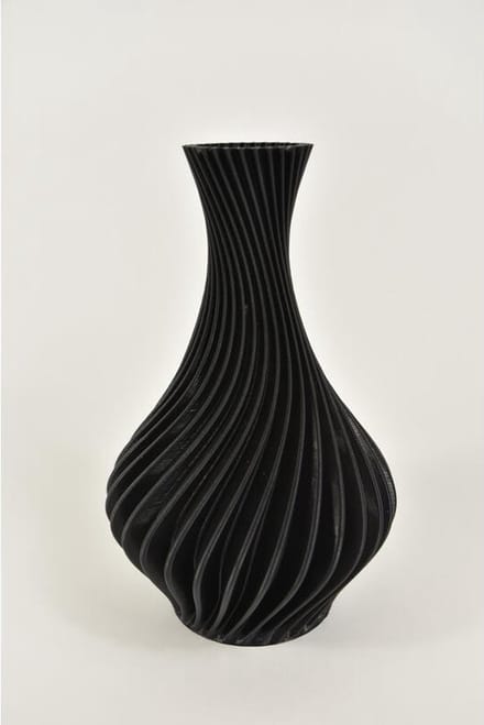 Woonaccessoires - Spiraalvaas Zwart, 3d Geprint D14 H22cm