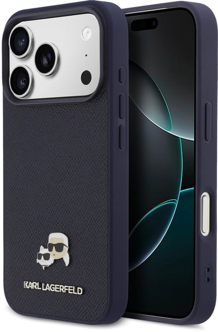 Karl Lagerfeld - hoesje voor iPhone 17 Pro Max - MagSafe Saffiano Leather K&C Head Logo - Navy
