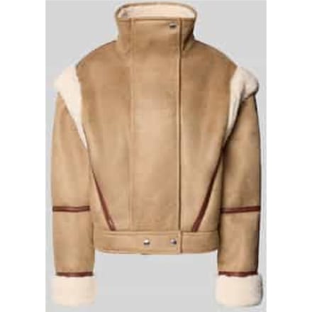Regular fit kunstleren jack met afneembare platte kraag model 'CHEERLEA'