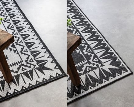 Flycarpets Elle Decoration - Binnen & Buitenkleed - Omkeerbaar - Gemini - Zwart - 80x150 cm