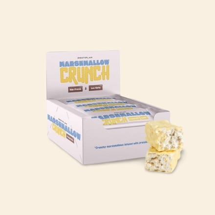 Protiplan - Marshmallow Crunch Protein Bars Vanilla - 12 repen - Low Sugar - Low Carb Snack - Eiwitrepen