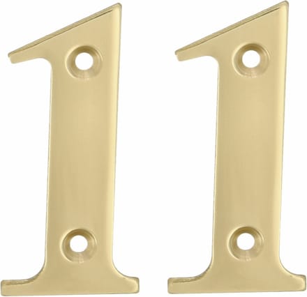 AMIG Huisnummer 11 - massief messing - 5cm - incl. bijpassende schroeven - gepolijst - goudkleur