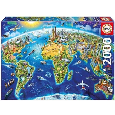 Educa Borras Puzzel Symbolen Wereldkaart Volwassenen puzzels