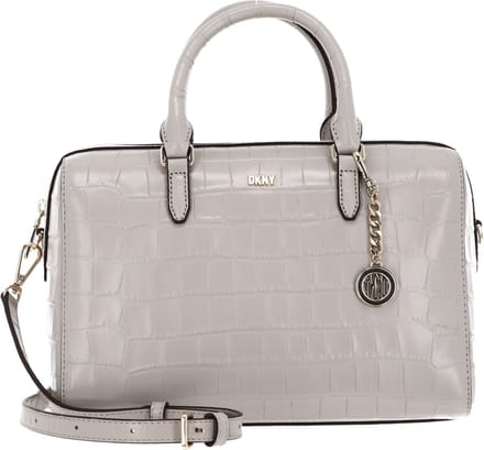 DKNY Leren Handtas Schoudertas Bryant Croco Bryant SM Duffle Stone Beige