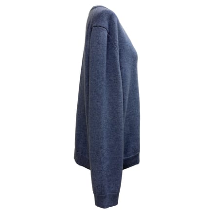 Celine V-hals trui in blauw kasjmier