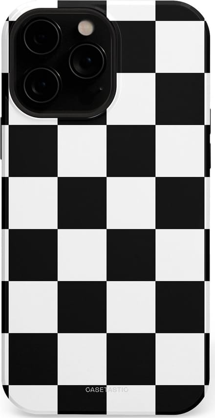 Casetastic hoesje geschikt voor Apple iPhone 13 Pro Max - MagSafe - Dubbellaagse bescherming - Schaak - Fashion Case - Zwart Wit Zilver