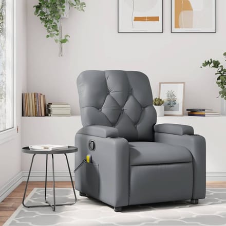 vidaXL - Massagestoel - van - grijs - kunstleer