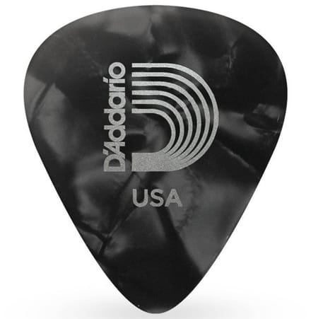 D'Addario 1CBKP4-25 Black Pearl Celluloid Guitar Picks Gitaarplectrums, Medium (25 stuks)