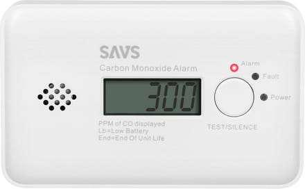 SAVS C10 Koolmonoxidemelder - 10 jaar batterij - LCD display - 10 jaar Figaro® sensor - Voldoet aan Europese norm
