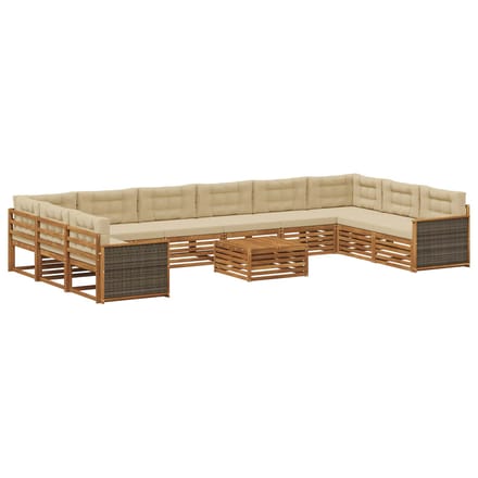 vidaXL - Sofa-Sets - 11 - st - Massief - Acacia - Hout