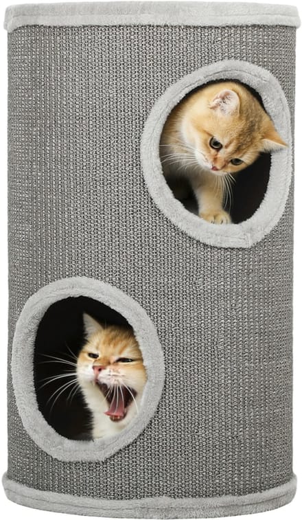 Pawhut Kattentoren-Spaanplaat, Polyester-Ø35 x 60H cm-Lichtgrijs