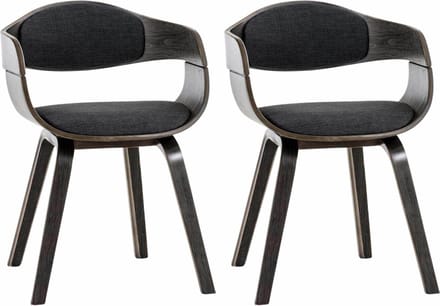 CLP Kingston Set van 2 eetkamerstoelen - Met armleuning - Stof - grijs/donkergrijs grijs