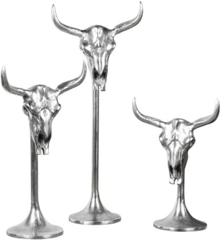 Michael Noll - Schedel stier op standaard - Aluminium - Maat S
