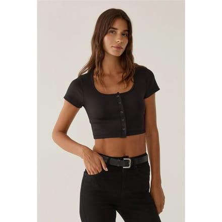 Poolkraag Knop Crop Top