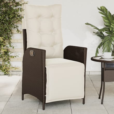 vidaXL - Tuinstoelen - 2 - st - verstelbaar - met - voetensteun - poly - rattan - bruin