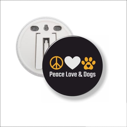 Button Met Clip 58 MM - Peace Love & Dogs