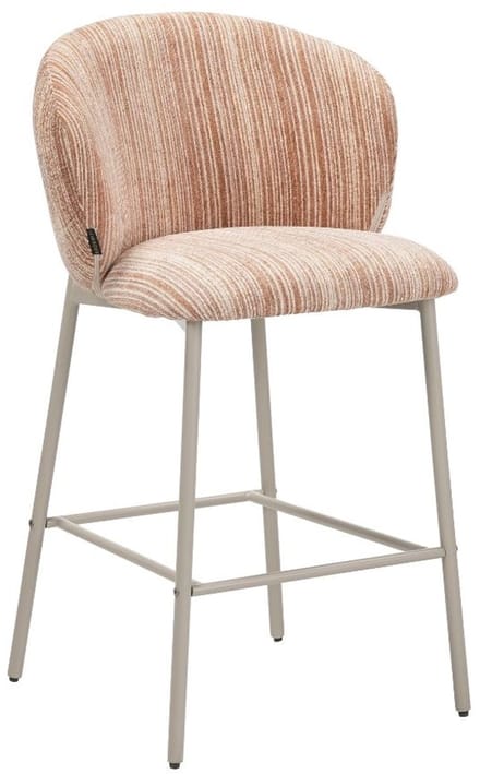 Bronx71® Barkruk Milo chenille beige/pink 70 cm - barstoel