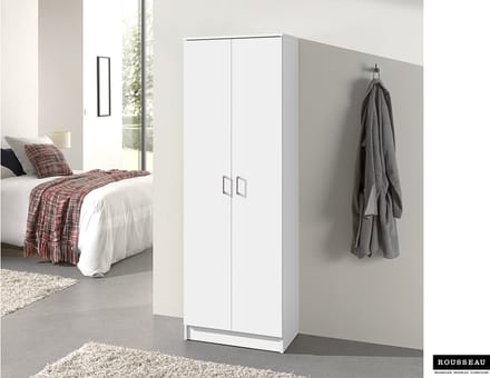 Opbergkast Ray Wit – 2 Draaideuren – 4 Legplanken – 60 x 40 x 180 cm - Rousseau