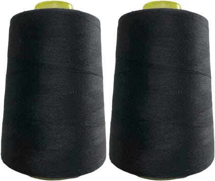 2 Grote Spoelen Sterk Polyester Naaigaren Zwart 4500 Meter