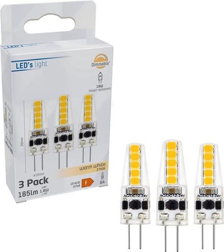 LED's Light G4 LED Lampen - 12V - 1.8W vervangt 20W - Warm wit licht - 3PACK - Lamp - Ledlampen