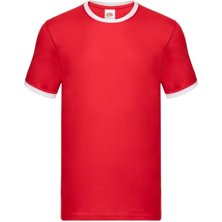 Fruit of the Loom Heren Ringer T-Shirt (Rood/Wit)