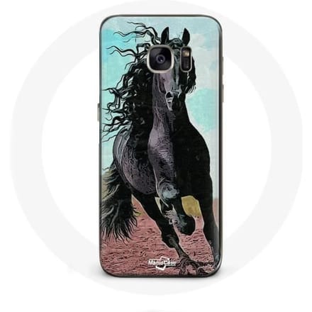 Hoesje voor Samsung Galaxy S7 Edge Zwart Friese Paard zwart