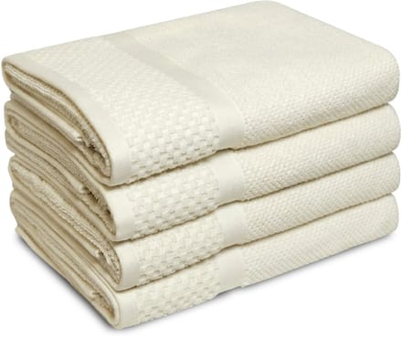 PHLOX Soft Popcorn Handdoeken 70x140 cm - Set van 4 - 100% Katoen 500 g/m2 - Creme