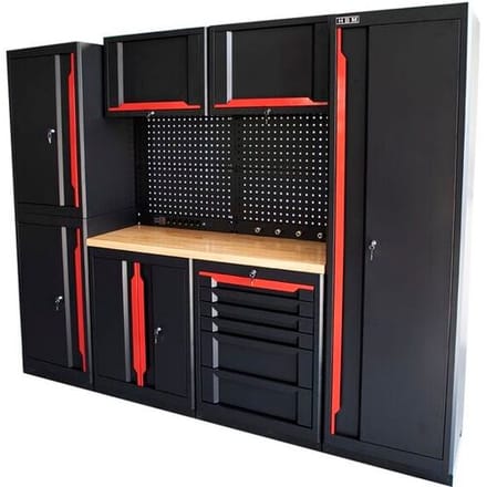 HBM expert modulair werkplaatssysteem, 10-delig, zwart rood