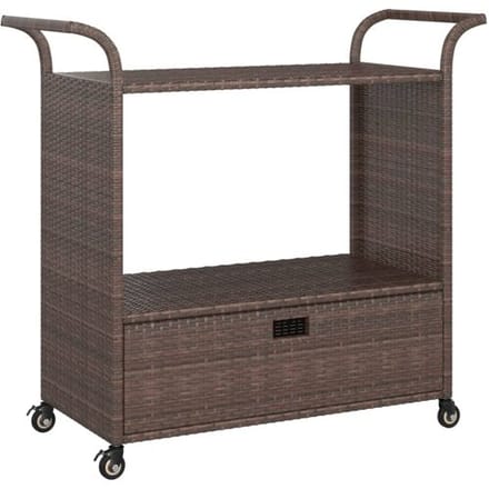 vidaXL - Serveerwagen - met - lade - 100x45x97 - cm - poly - rattan - bruin