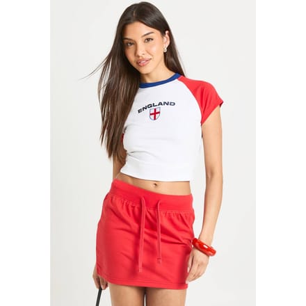 boohoo Dames Voetbal Mini Rok Met Trekkoord | Rood | Maat: 36