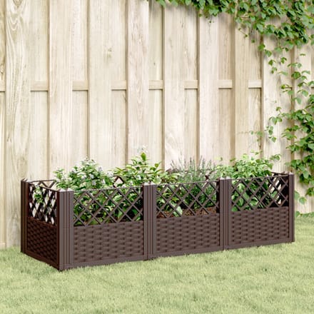vidaXL - Plantenbak - met - pinnen - 123,5x43,5x43,5 - cm - polypropeen - bruin