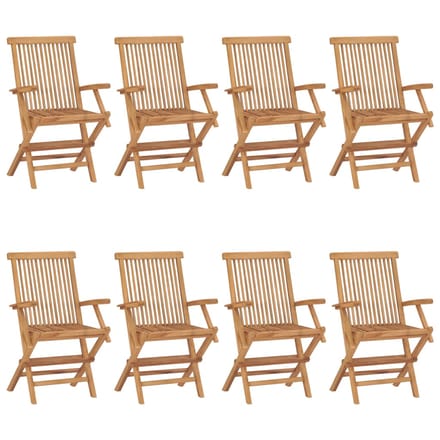 vidaXL - Opklapbare - stoelen, - 8 - stuks, - massief - teakhout