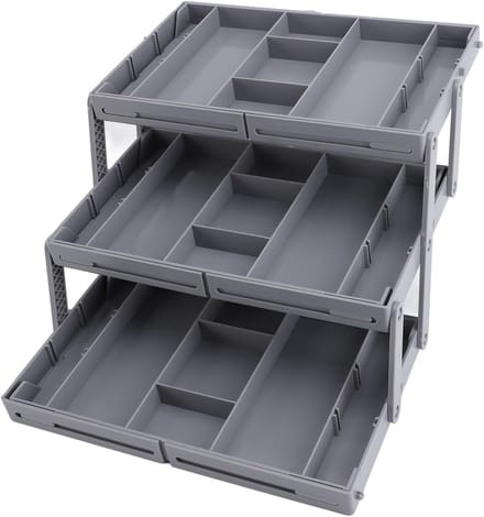 Multifunctionele Lade Organizer met Verstelbare Compartimenten voor Sieraden en Bestekopslag, Vouwbare en Uitbreidbare Desk Organizer
