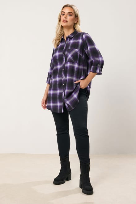 Yours Paars Geruit Boyfriend Shirt Size 44