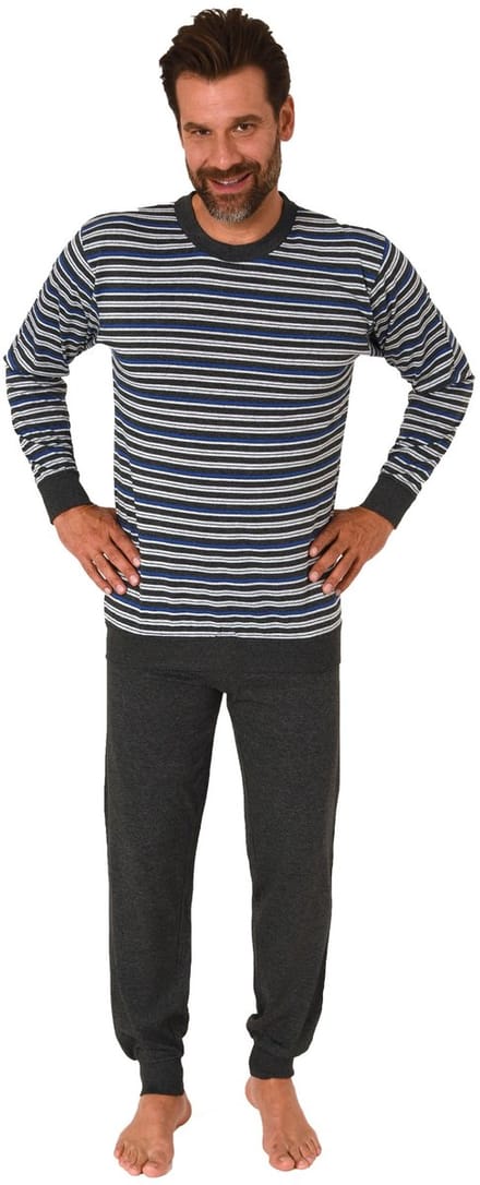 Herenpyjama met lange mouwen en manchetten Pyjama in een geweldige gestreepte look