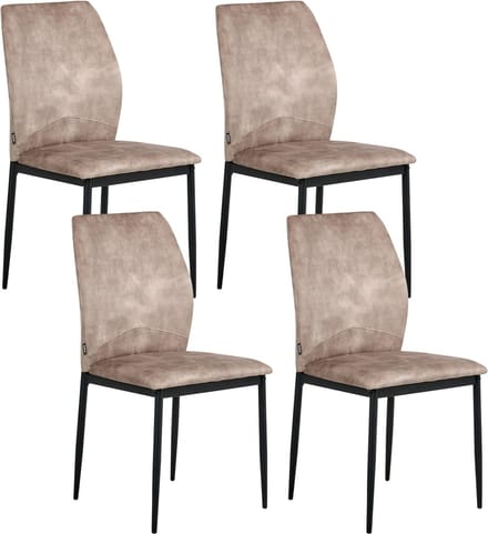 ROCHEPORT - Eetkamerstoel set van 4 - Taupe - Polyester