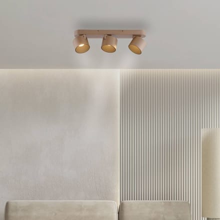PURE LED plafondspot Cup, bronskleurig, 56 cm, metaal, 3-lamps.