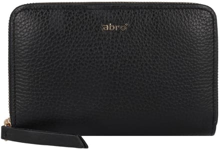abro Leren Portemonnee Leather Adria Zip Wallet Black / Gold Zwart