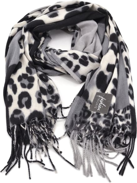 Leopard / Luipaard Sjaal - Grijs | 180 x 70 cm | Polyester | Fashion Favorite