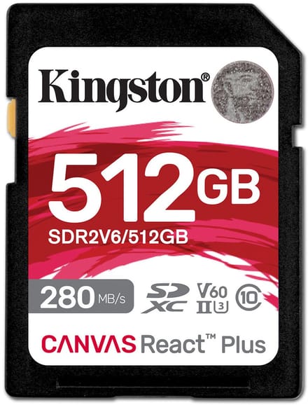 Kingston Canvas React Plus V60 SD - 280MB/s - 512GB