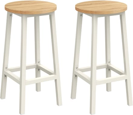 VASAGLE - Barkruk - Set van 2 - Metalen Frame - Met Voetsteun - Voor Keuken en Eetkamer