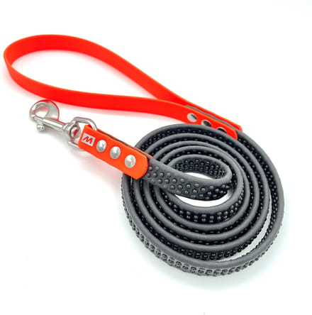 Miqdi hondenriem met noppen - BioThane ® - neon oranje - 2 meter - extra sterk - extra grip
