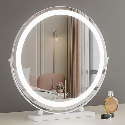 LED Tafelspiegel - Make-up Spiegel - Schoonheidsroutine - Dimbare Kleuren - 50 x 35 cm - Wit