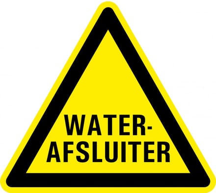 Waarschuwingssticker voor waterafsluiter 100 mm